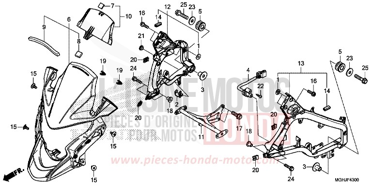 PANNEAU SUPERIEUR de VFR1200X "Crosstourer" Méca CANDY PROMINENCE RED (R342B) 2018